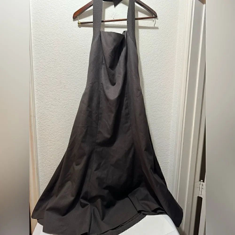 Carolina Herrera Halter dress brown flared 87% virgin wool 13% silk size 10